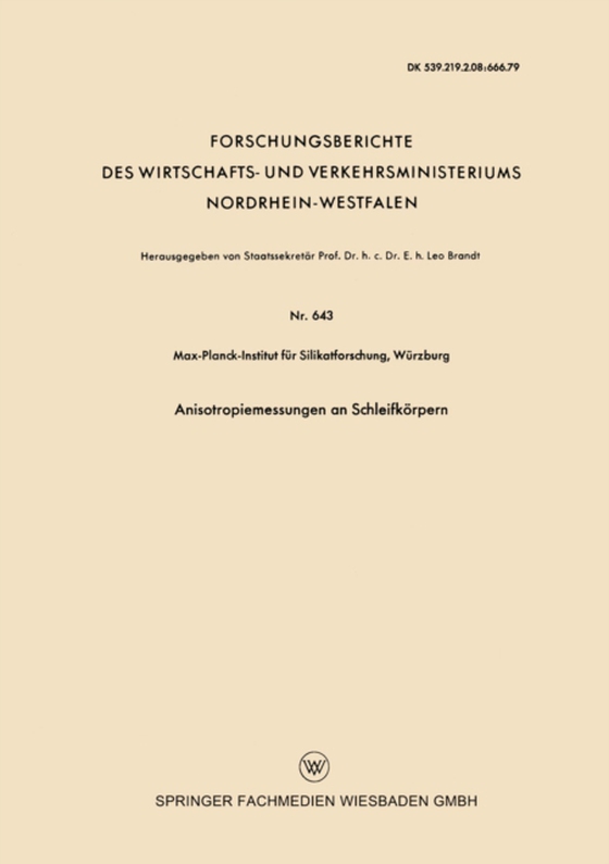 Anisotropiemessungen an Schleifkörpern (e-bog) af Max-Planck-Institut fur Silikatforschung, Wurzburg