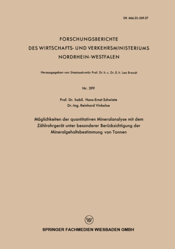 Möglichkeiten der quantitativen Mineralanalyse mit dem Zählrohrgerät unter besonderer Berücksichtigung der Mineralgehaltsbestimmung von Tonnen