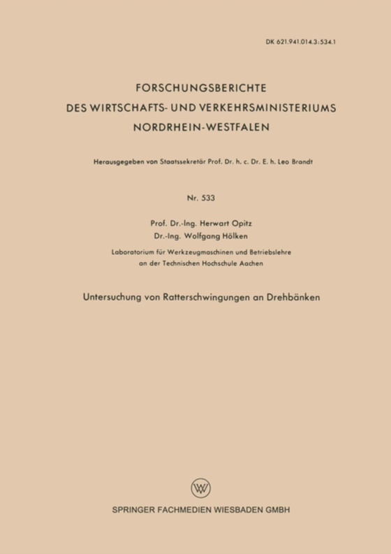 Untersuchung von Ratterschwingungen an Drehbänken (e-bog) af Opitz, Herwart