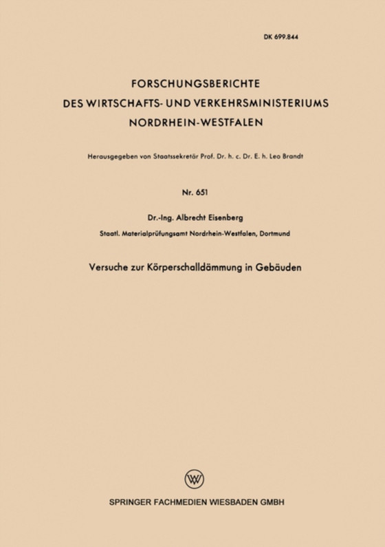 Versuche zur Körperschalldämmung in Gebäuden (e-bog) af Eisenberg, Albrecht