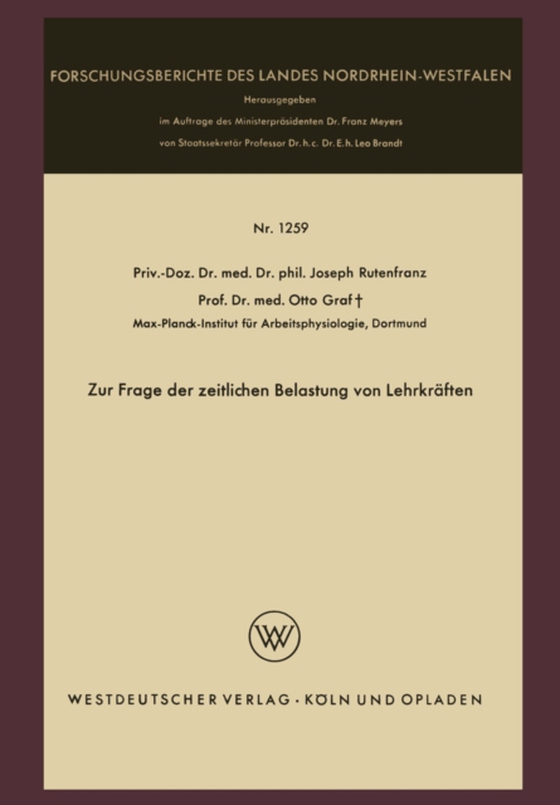 Zur Frage der zeitlichen Belastung von Lehrkräften (e-bog) af Rutenfranz, Joseph