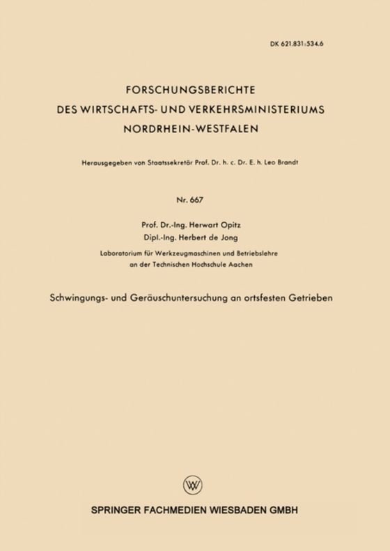 Schwingungs- und Geräuschuntersuchung an ortsfesten Getrieben (e-bog) af Opitz, Herwart