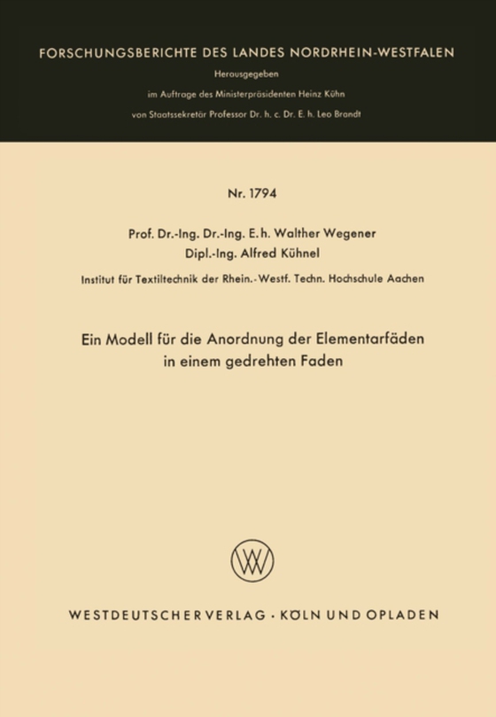 Ein Modell für die Anordnung der Elementarfäden in einem gedrehten Faden (e-bog) af Wegener, Walther