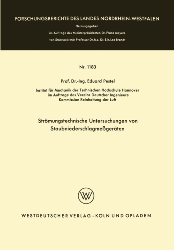 Strömungstechnische Untersuchungen von Staubniederschlagsmeßgeräten (e-bog) af Pestel, Eduard