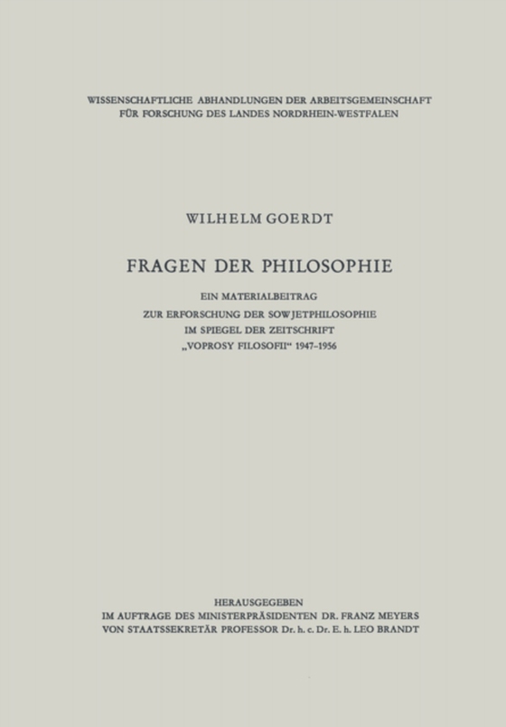 „Fragen der Philosophie“ (e-bog) af Goerdt, Wilhelm