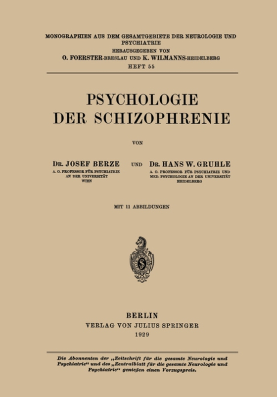 Psychologie der Schizophrenie (e-bog) af Gruhle, Hans W.