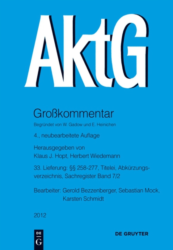 §§ 258-277; Titelei; Abkürzungsverzeichnis; Register Band 7/2 (e-bog) af -