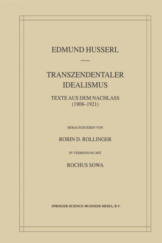 Transzendentaler Idealismus (e-bog) af Husserl, Edmund