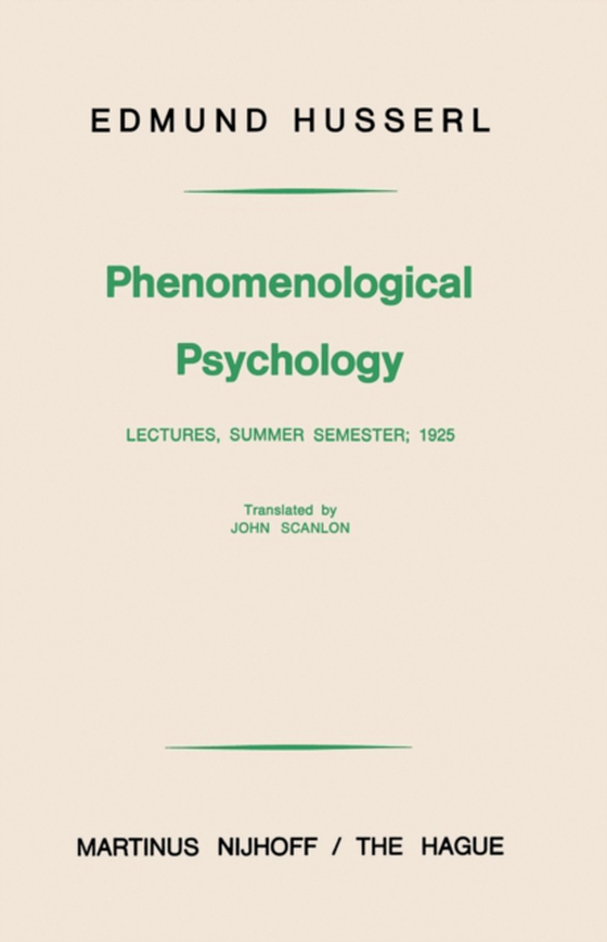 Phenomenological Psychology (e-bog) af Husserl, Edmund