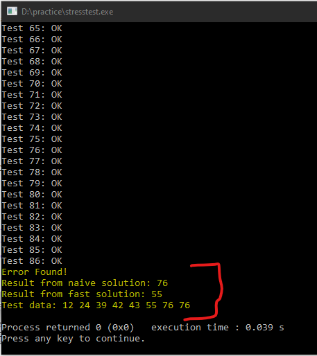 Stress Test shows that our solution was not correct.