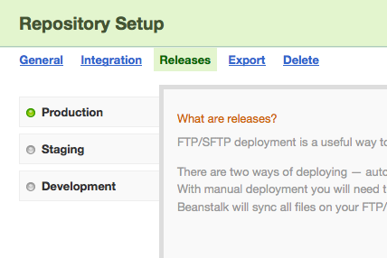 The new deployment settings