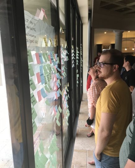 Photo of the team walking the wall and voting.