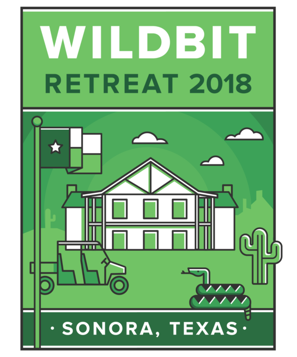 An illustrated poster that says 'Wildbit Retreat 2018 - Sonora, Texas'