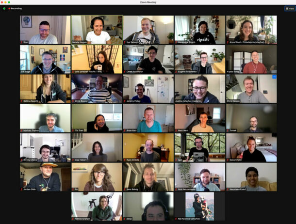 The Wildbit team during an all-hands meeting on Zoom