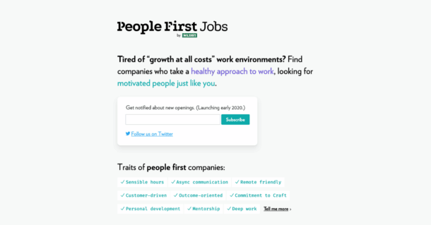 A screenshot of the first design of People-First Jobs.