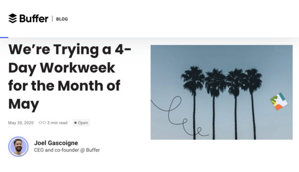 Buffer blog post announcing the shift to a 4-day workweek