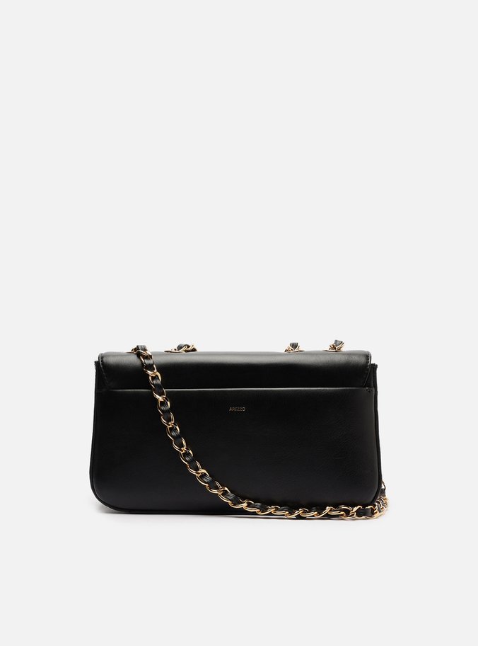 Bolsa tiracolo média de Couro preta 4