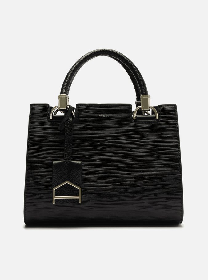 Bolsa Tote Preta Couro Abraccio Média 1