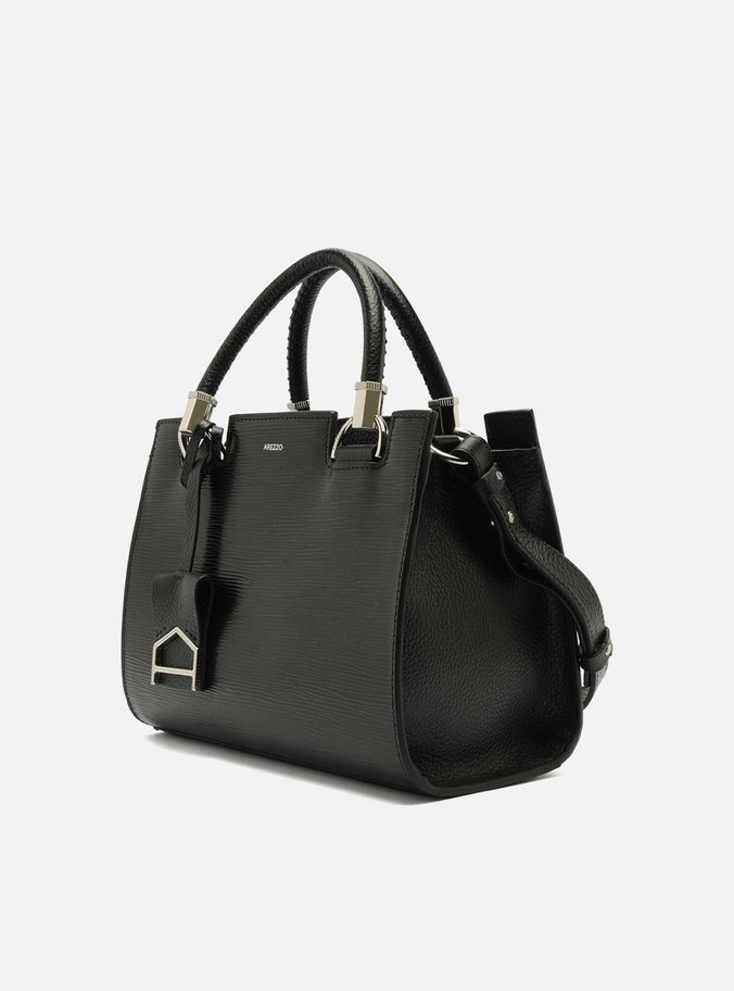 Bolsa Tote Preta Couro Abraccio Média 2