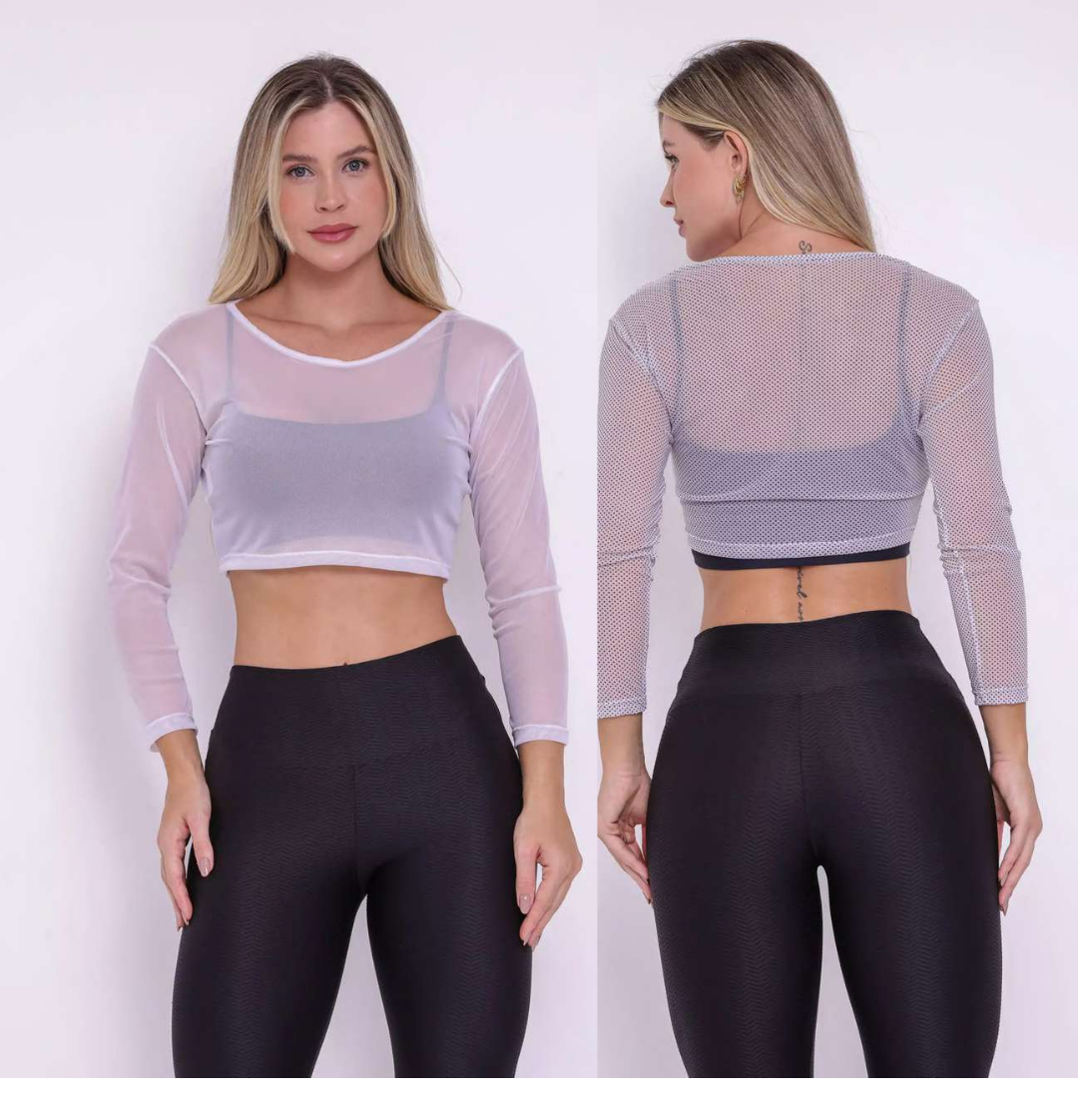 BLUSA TULE BRANCO MANGA LONGA 1