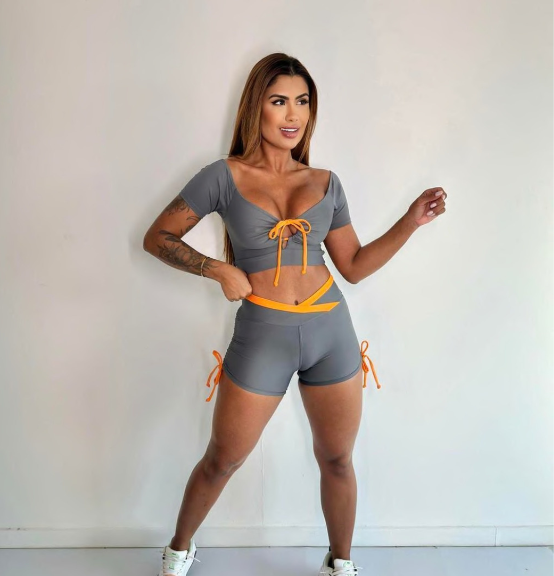 CONJUNTO SHORT CINZA ESCURO 1