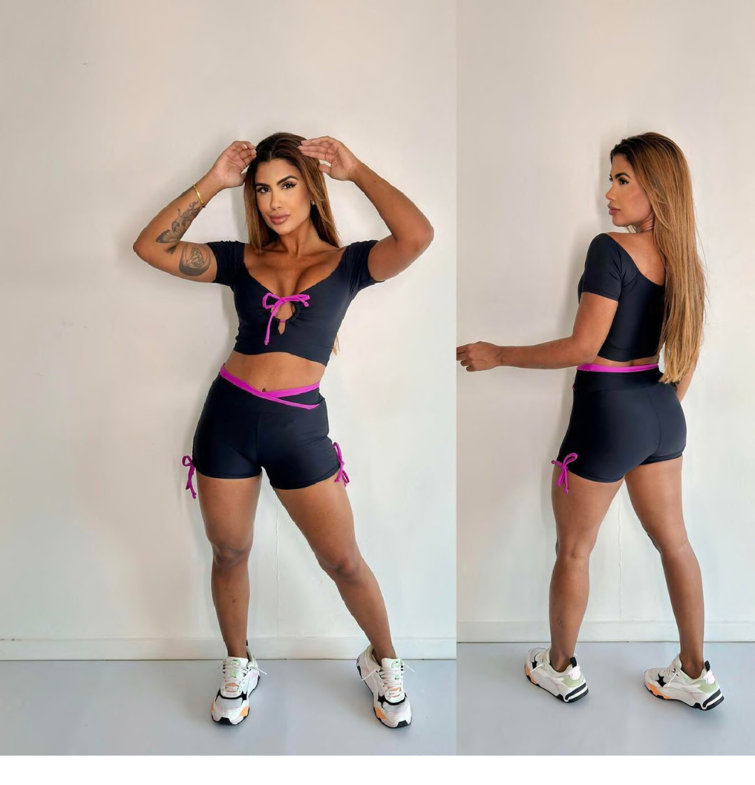 CONJUNTO SHORT BLACK ROSE 1