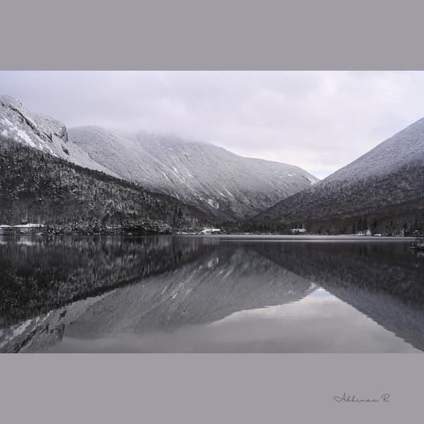 Monochrome Lake Reflection - Winter Photography