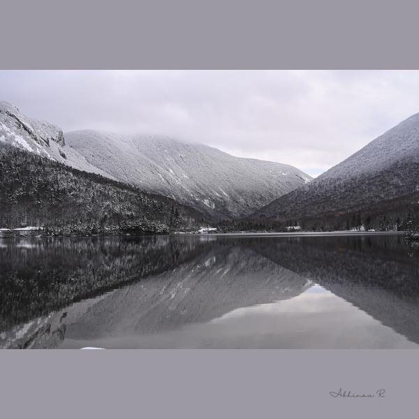 Monochrome Lake Reflection - Winter Photography