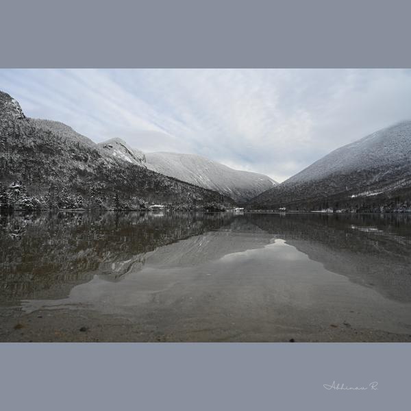 Mountain Lake Reflection - Winter Photography