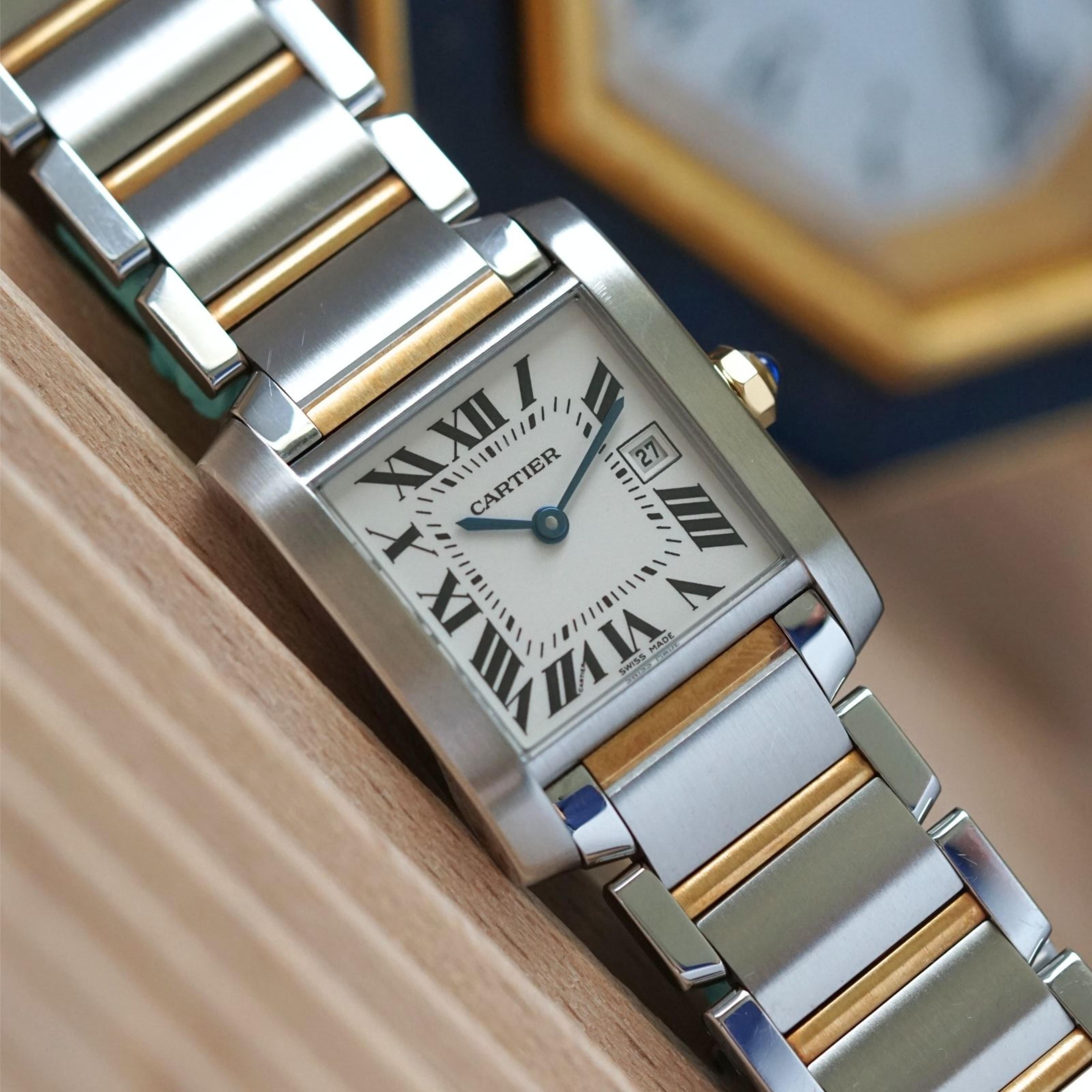 カルティエ Cartier タンクフランセーズMM コンビ W51012Q4 ボーイズ アイボリー K18YG クォーツ Tank Francaise MM 90310200 Cartier（カルティエ） タンクフランセーズMM コンビ W51012Q4