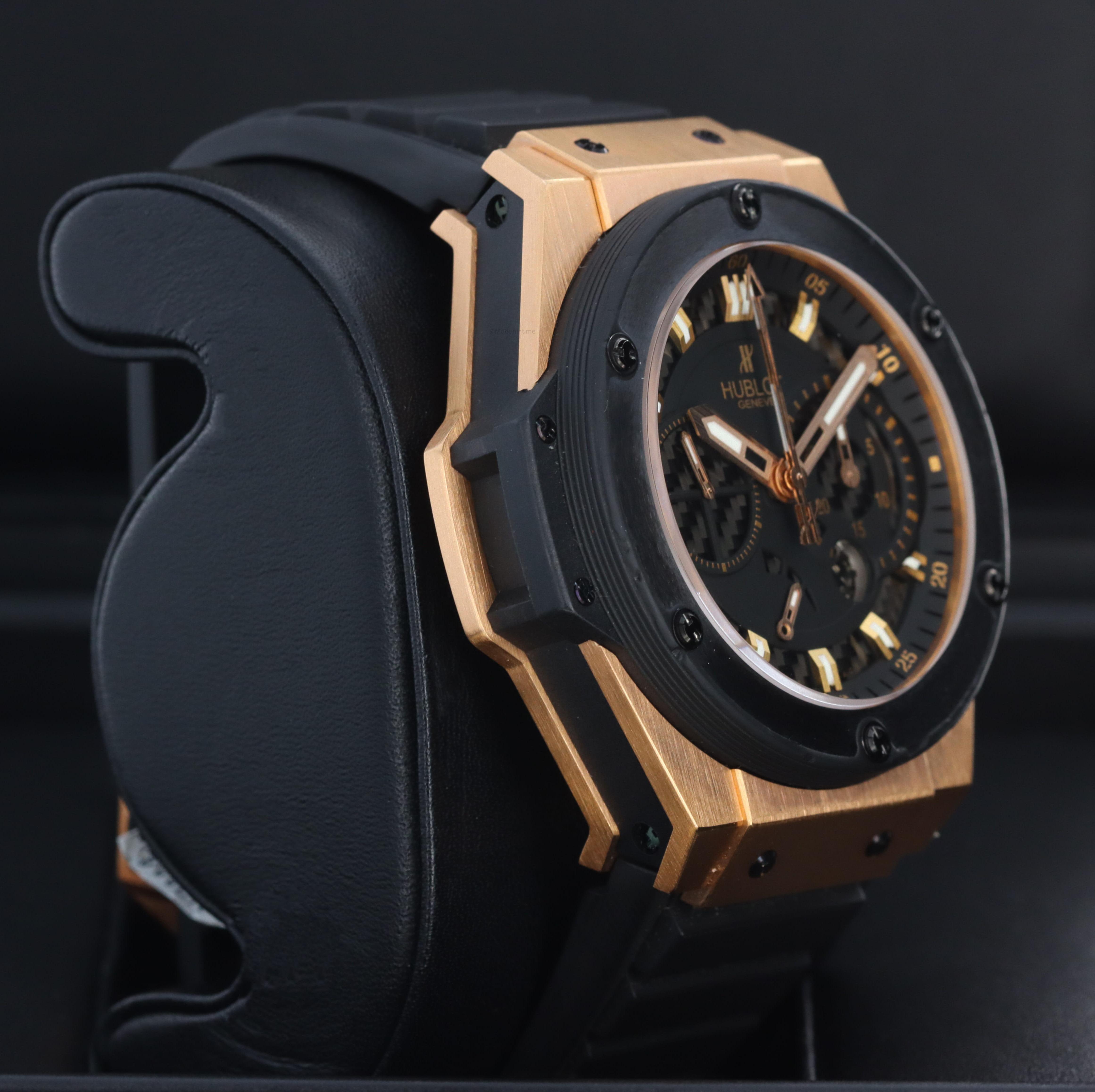 Hublot King Power ブラック ゴールド Hublot King Power 48 Rose Gold / Ceramic / Black / Strap - Limited