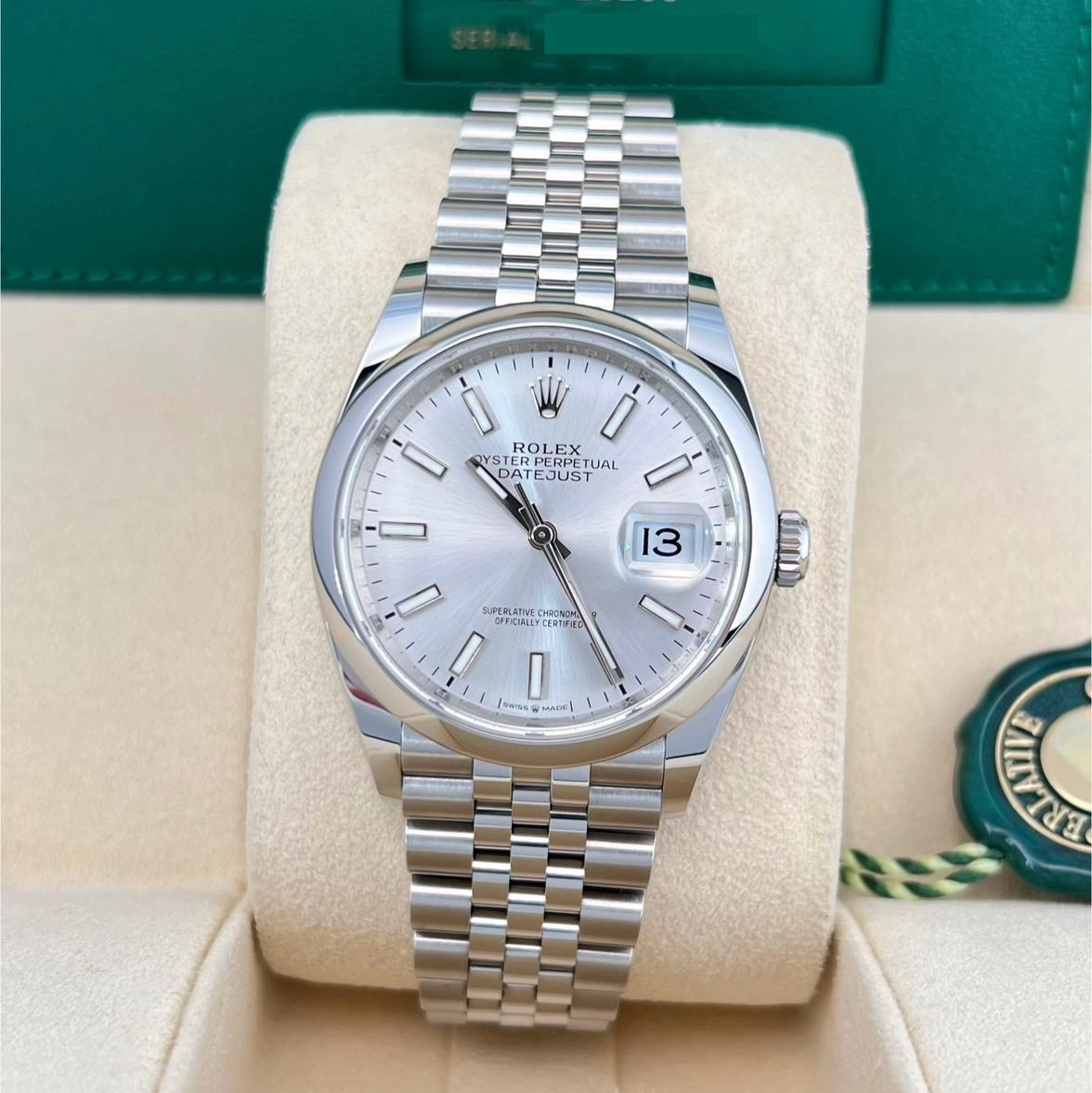ROLEX Datejust オーバーホール済み 2021 Rolex Datejust 36 Smooth / Silver / Jubilee 126200-0001