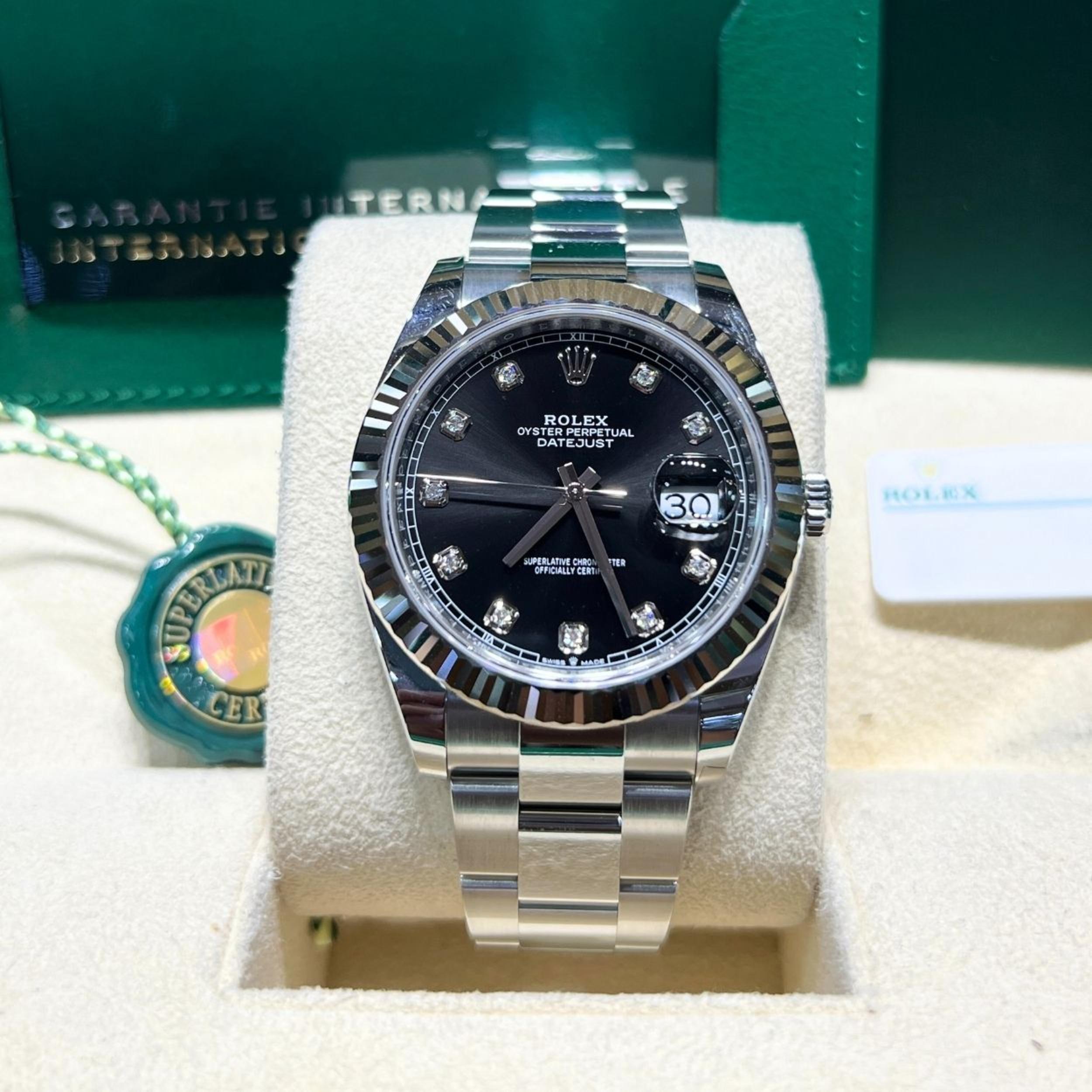 c-40420-5-kt！ Rolex Datejust 41mm Blue Dial Oystersteel White Gold Fluted