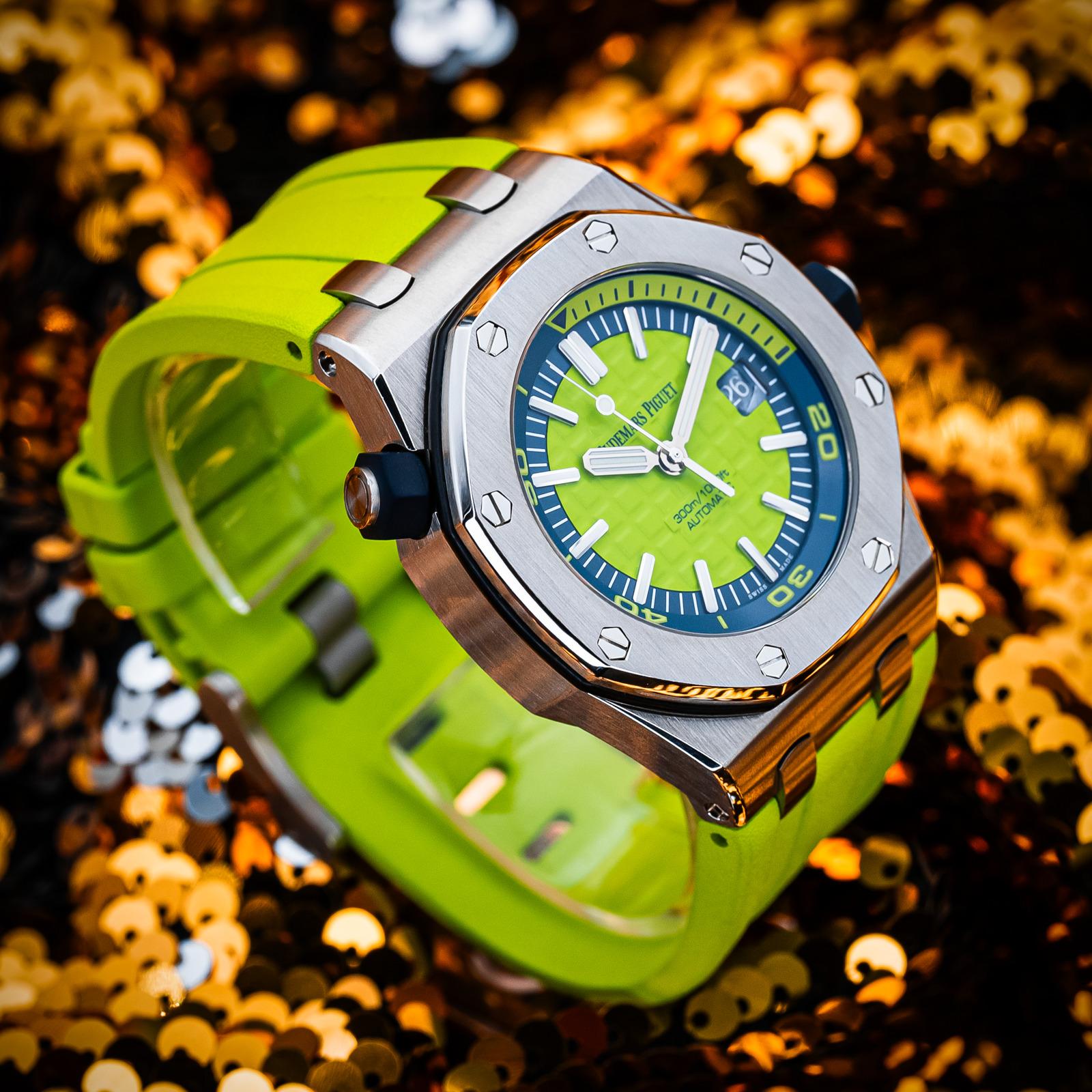 Audemars Piguet Royal Oak Offshore Diver 42 Green 15710ST.OO.A038CA.01 Watches Bezel