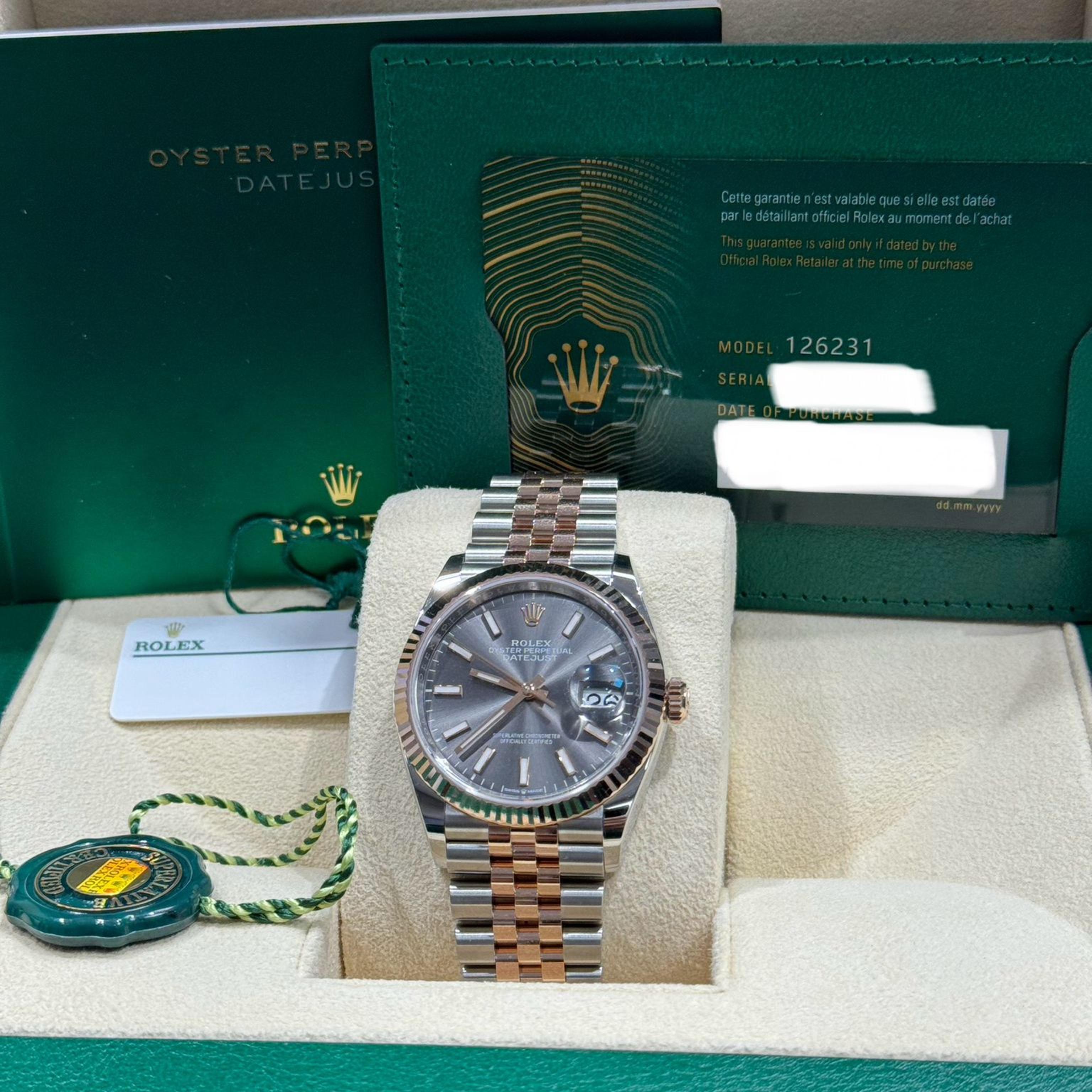 Rolex Datejust 36 Two-Tone Fluted / Slate / Jubilee 126231
