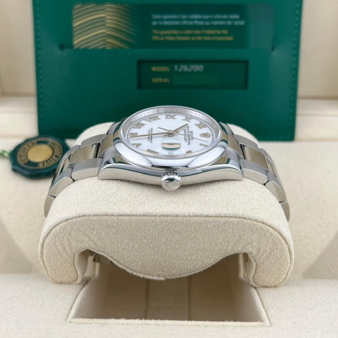 2024 Rolex Datejust 36 Smooth / White / Roman / Oyster