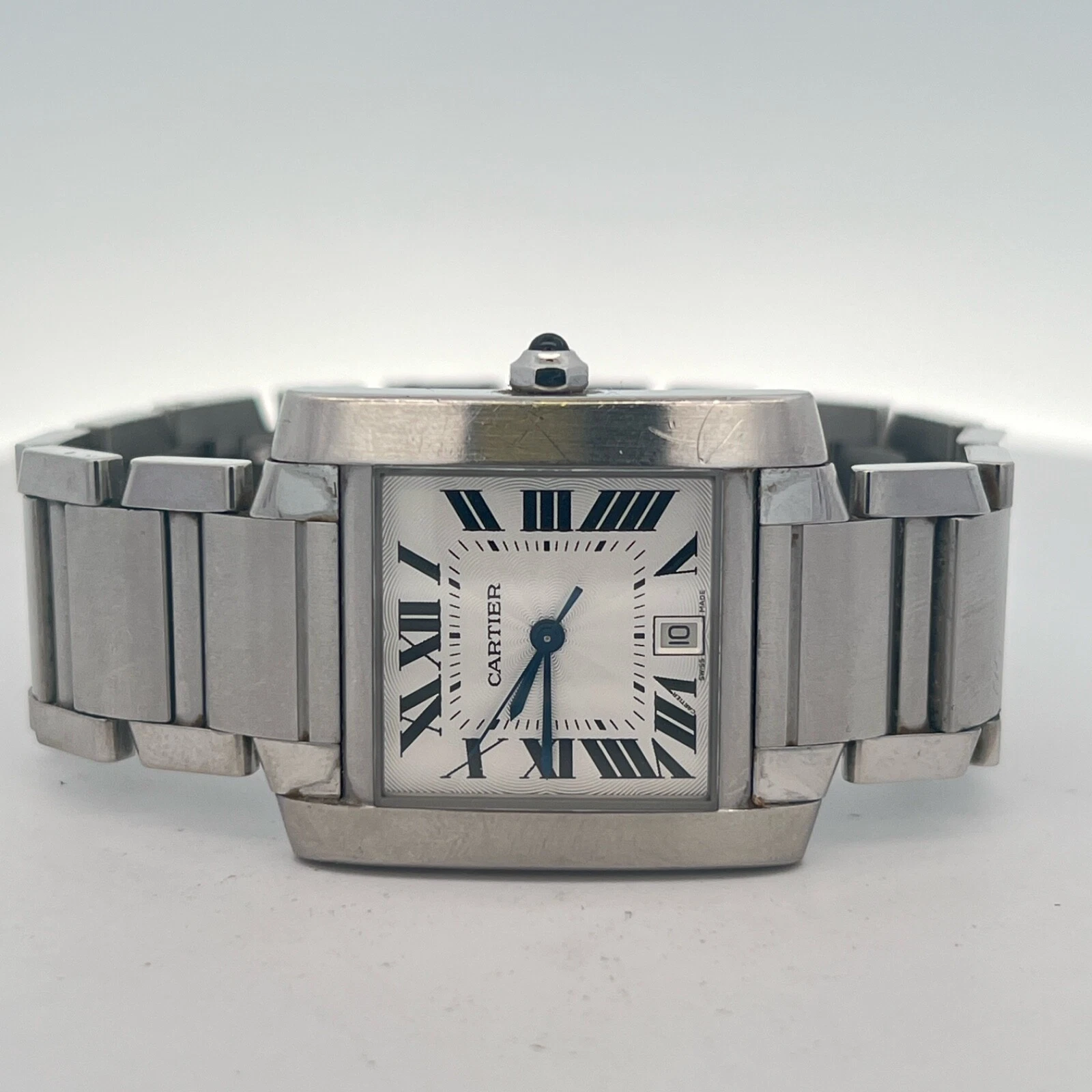 Cartier Tank Française Large Steel Silvered Roman Bracelet