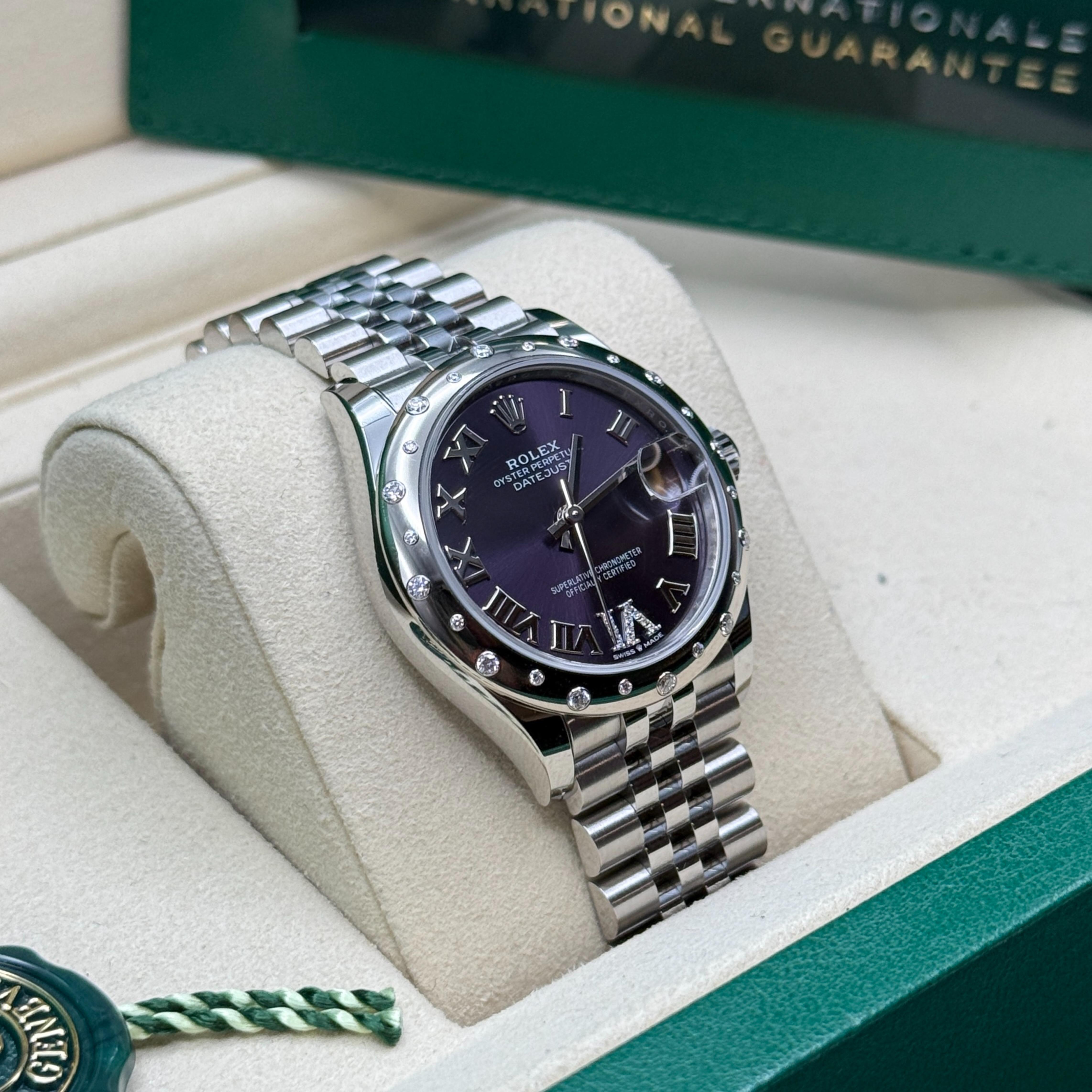 Rolex Datejust 31 Diamond-Set / Aubergine / Diamond-Set Roman