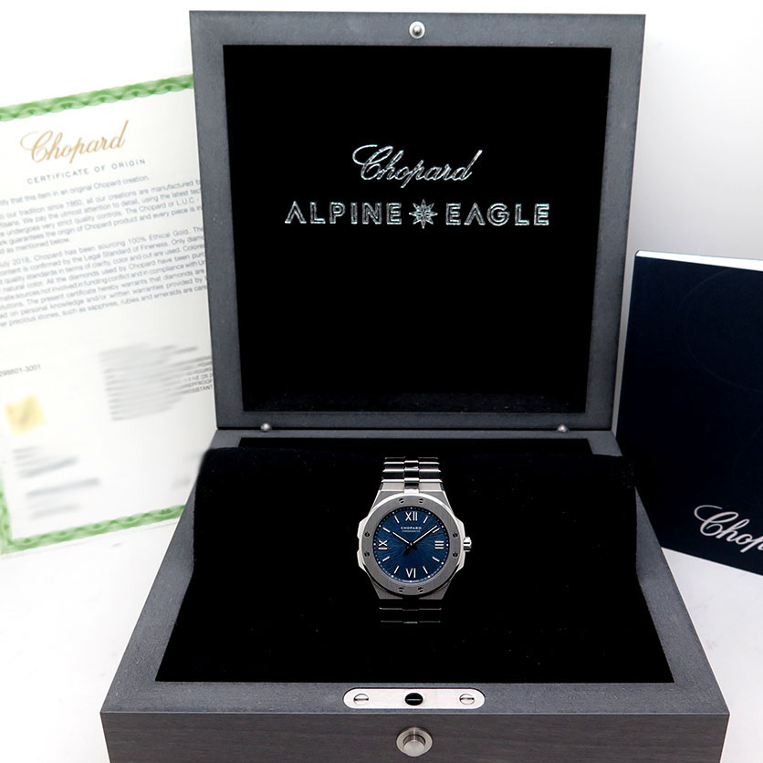 CHOPARD Lucent Steel Diamond Bezel 36mm Alpine Eagle Automatic Watch Maritime  Blue 1088423