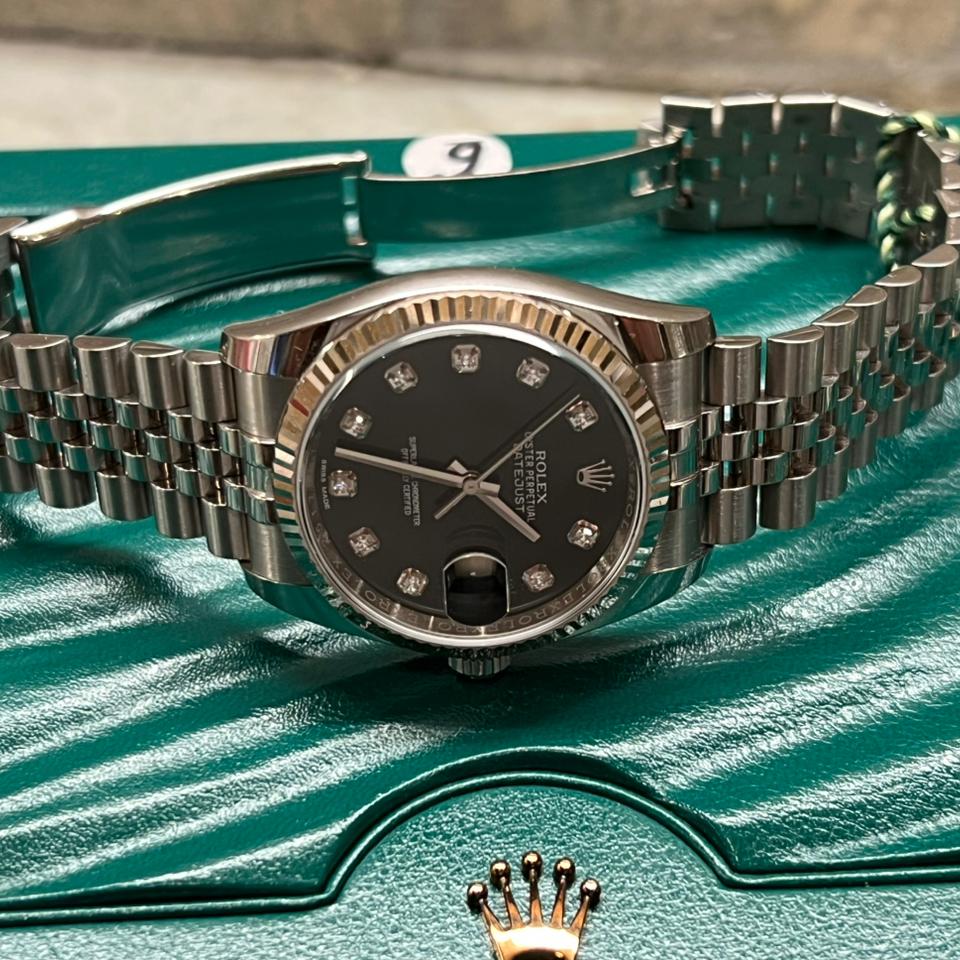Rolex Datejust 36 Fluted / Black / Diamond-Set / Jubilee