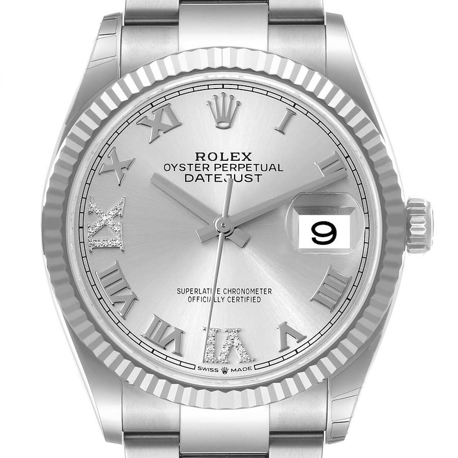 Rolex Datejust 36 Two-Tone Fluted / Silver / Diamond-Set Roman / Oyster  126233-0032