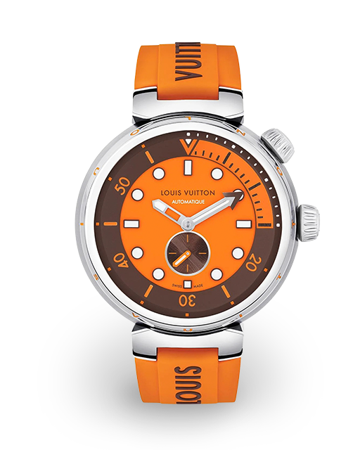 Louis Vuitton Tambour Street Diver 44 Steel / Orange / Strap QBB201 Watches