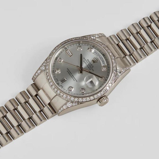 Rolex Day-Date Platinum / Diamond-Set / Glacier / Diamond