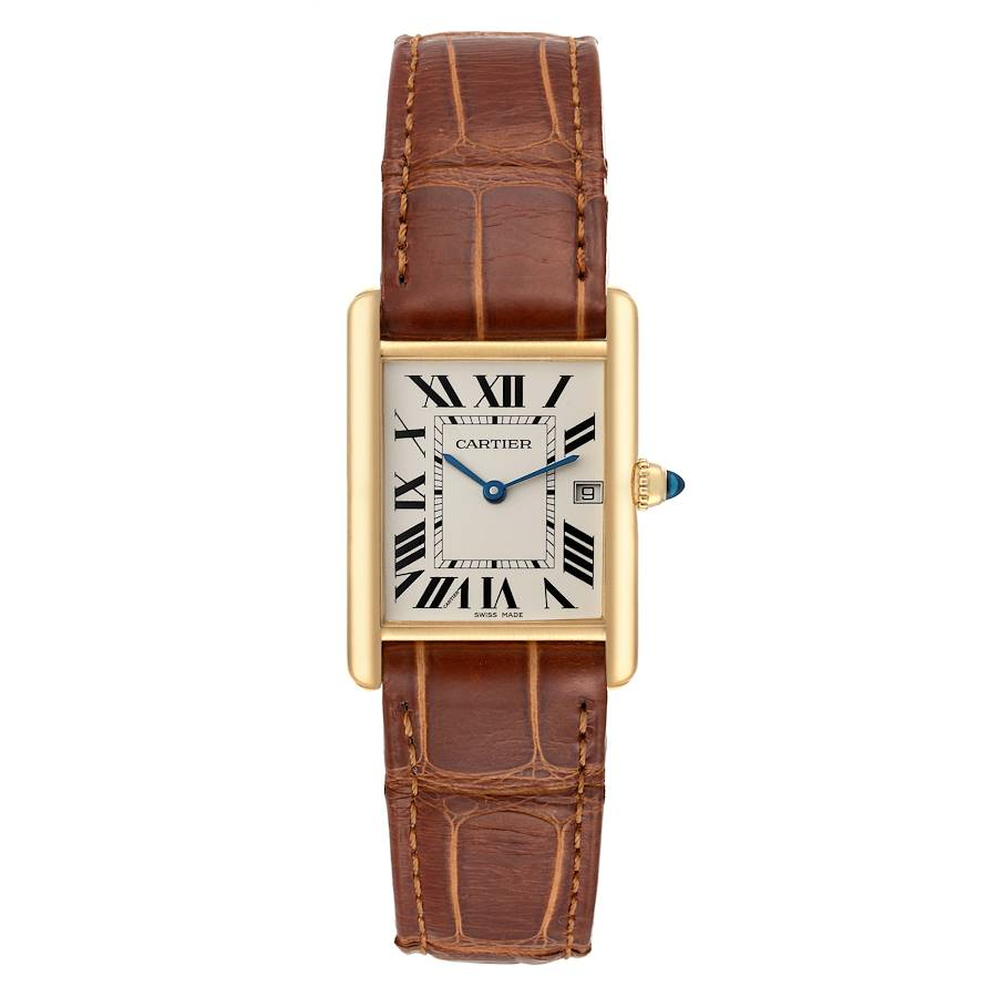 Cartier - Tank Louis : W1529756 : SOLD OUT : white dial on black crocodile  strap (new)