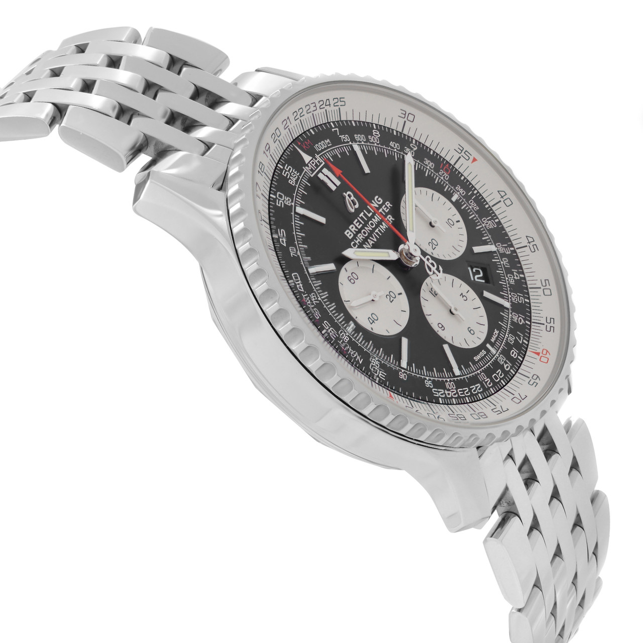 Breitling Navitimer B01 Chronograph 46 Stainless Steel 46mm Black Dial  Steel Bracelet AB0127211B1A1 - BRAND NEW