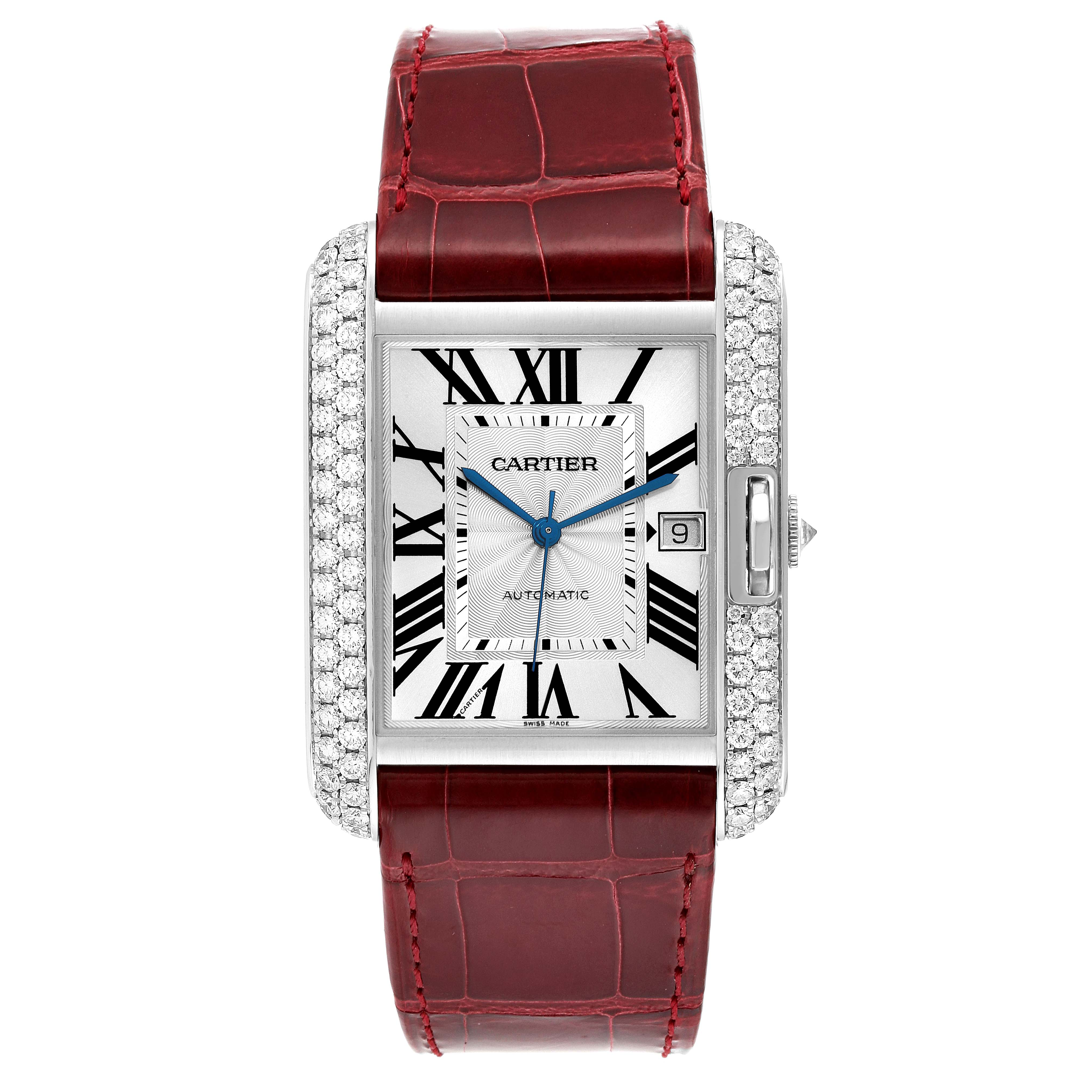 Cartier Tang Anglaise WT100008, 30x23mm, White Gold, Silver Dial