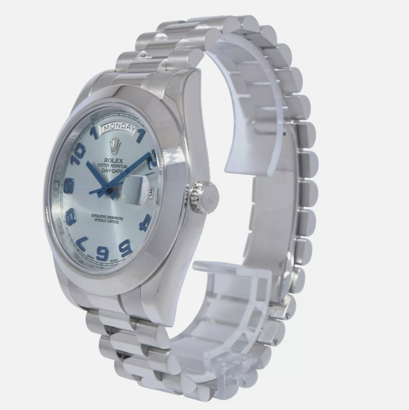 Rolex Day-Date II Platinum Smooth Ice-Blue Arabic 218206