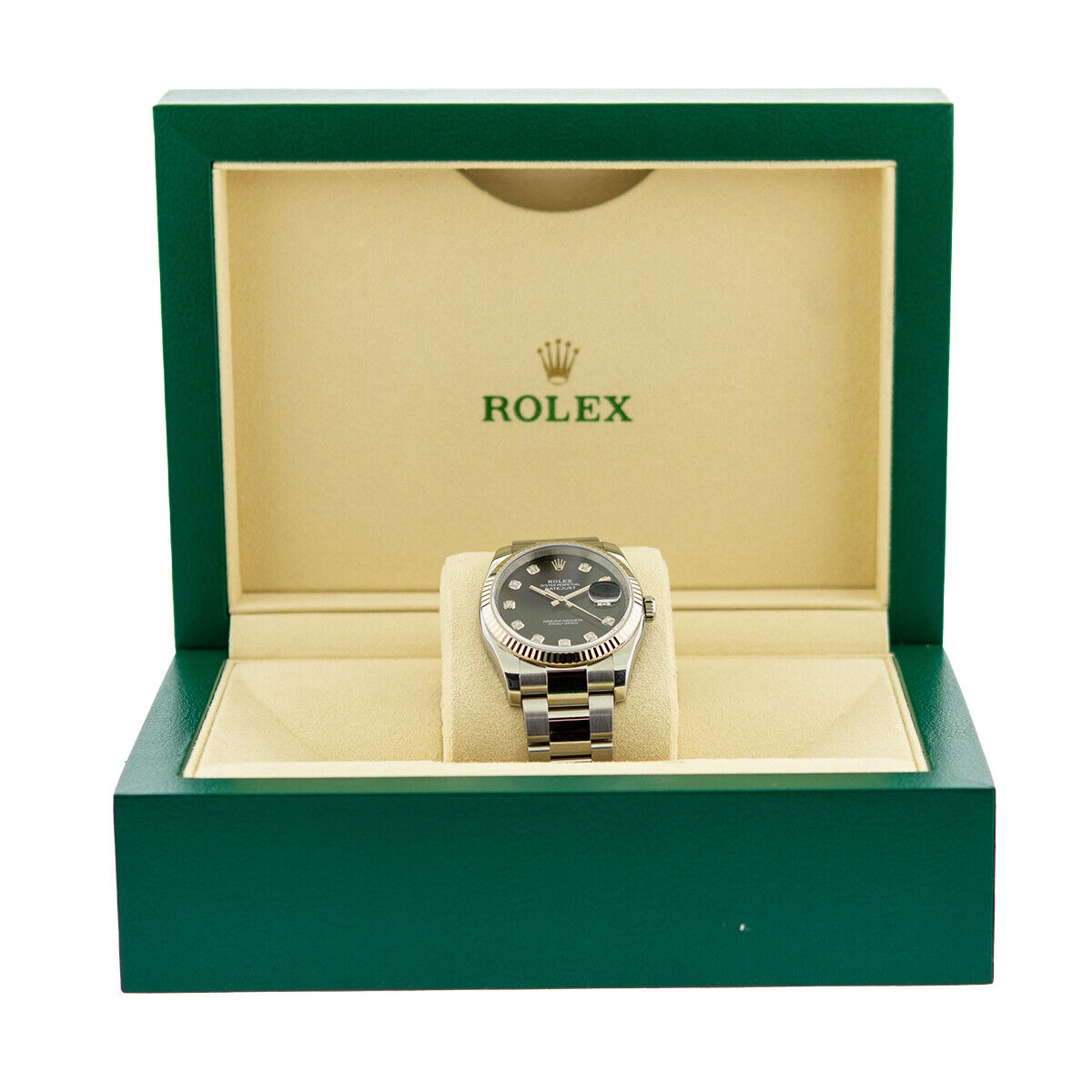 Rolex Datejust 36 Fluted / Black / Diamond-Set / Oyster 116234