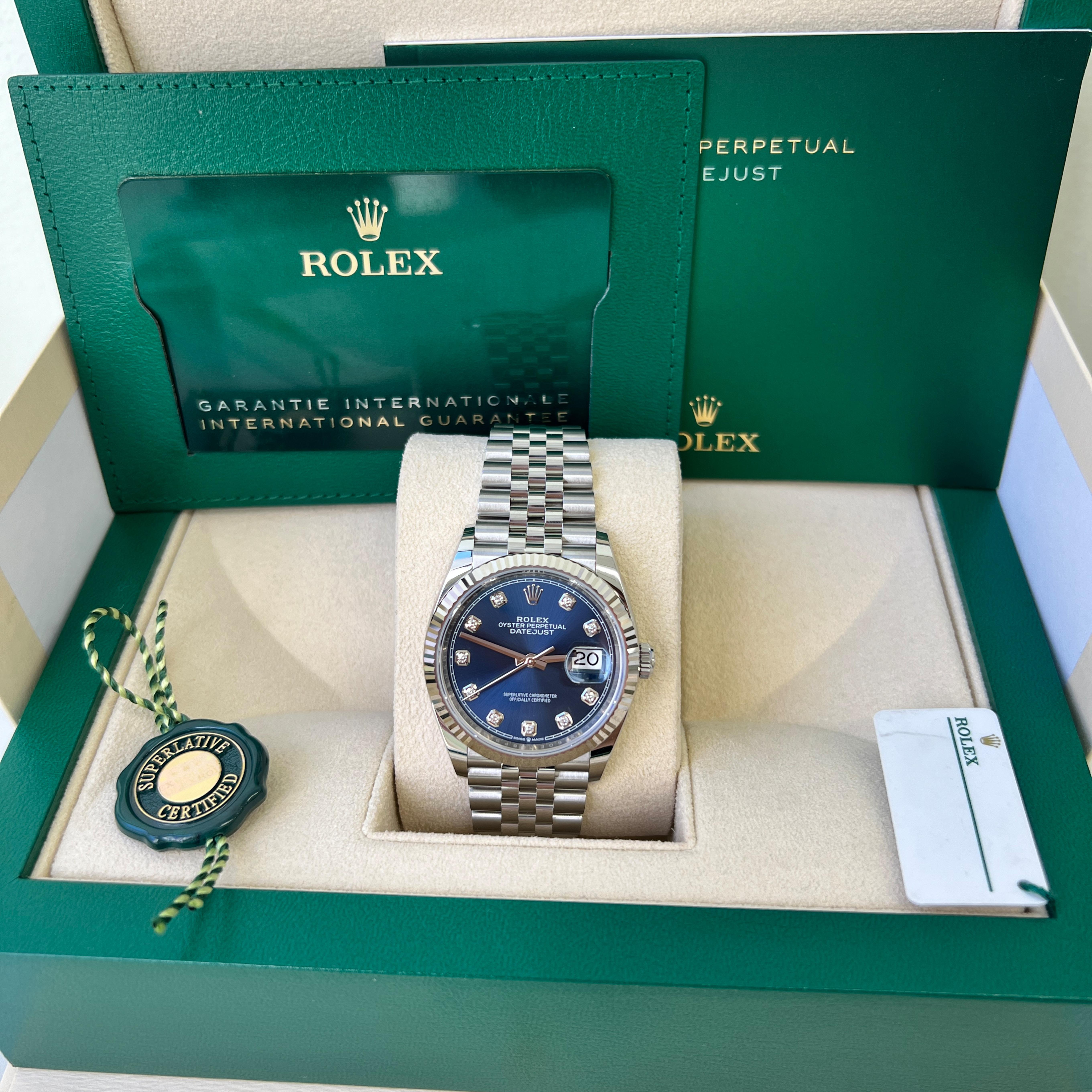 Rolex Datejust 36 Fluted Blue Diamond-Set Jubilee 126234