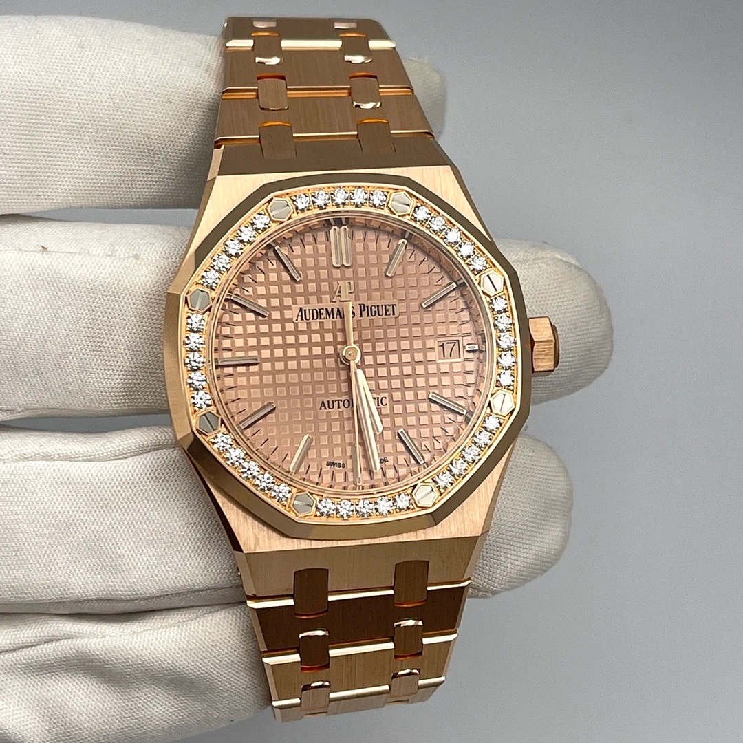 Audemars Piguet Royal Oak Rose Gold Diamond 37mm Pink Dial 15451OR